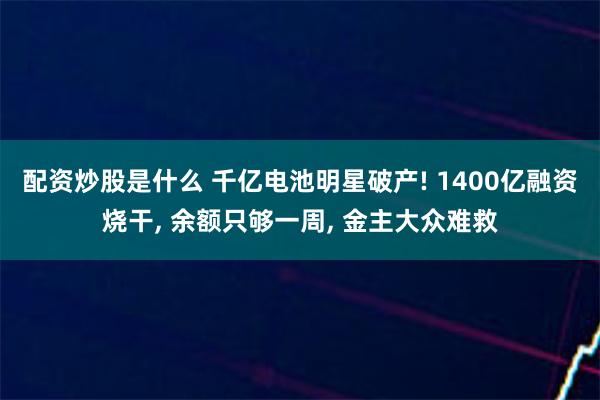 配资炒股是什么 千亿电池明星破产! 1400亿融资烧干,